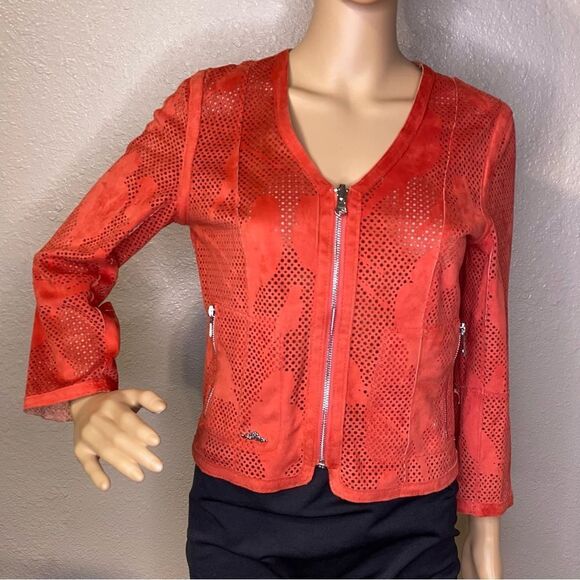 Urbancode Zipper Jacket With Bird Design on Back Orange US Size 4 UK Size 8 - Picture 2 of 16